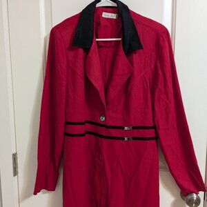 Dawn Joy vintage jacket coat 1980's Red with black accents